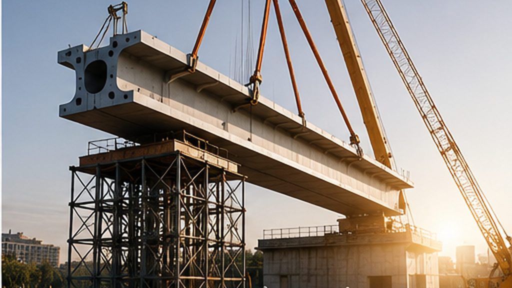 Bridge construction engineering with precast concrete elements