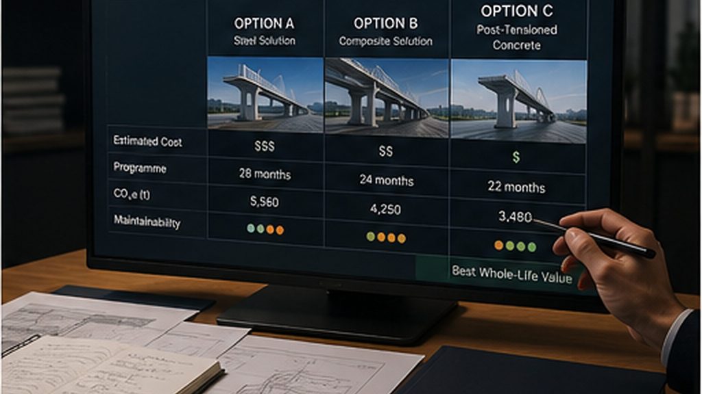 Bridge design options for value engineering assessment